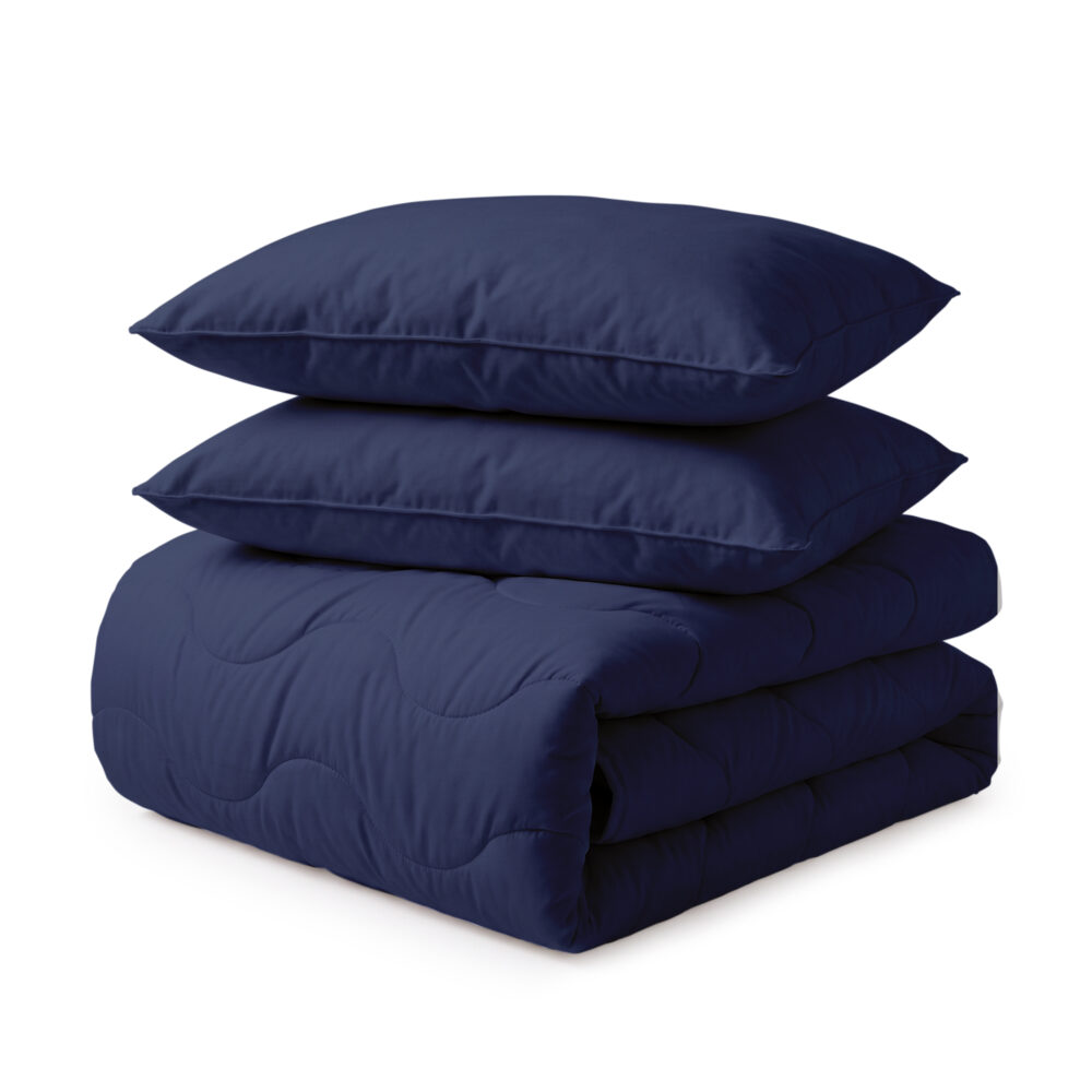 Eefje - Wasbaar Dekbed + 2 Gratis Kussens - Donker Blauw
